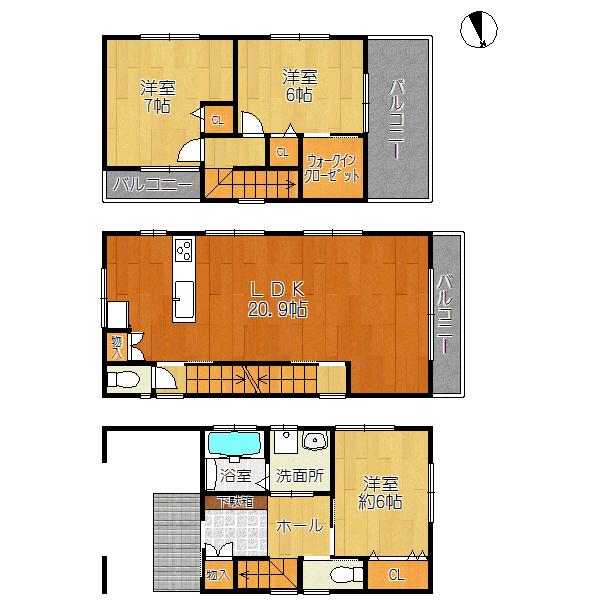 Floor plan. 23.5 million yen, 3LDK, Land area 90.43 sq m , Building area 98.82 sq m