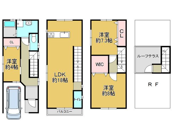 Floor plan. 23.8 million yen, 3LDK, Land area 59.14 sq m , Building area 109.44 sq m spacious space, Whole family get along leisurely live house!