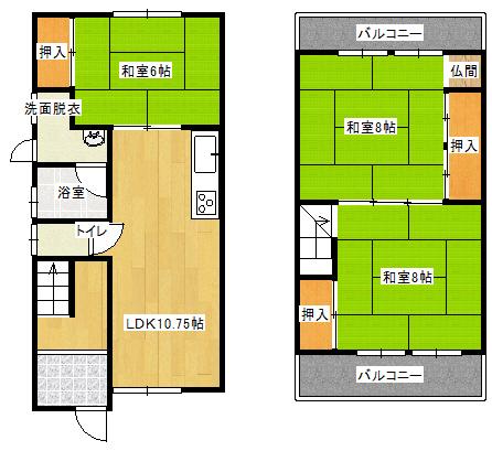 Floor plan. 13.5 million yen, 3DK, Land area 73.39 sq m , Building area 73.39 sq m