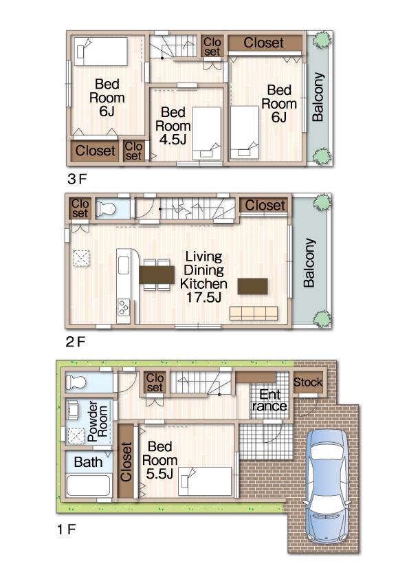 Floor plan. 26,800,000 yen, 4LDK + S (storeroom), Land area 55.14 sq m , Building area 105.4 sq m