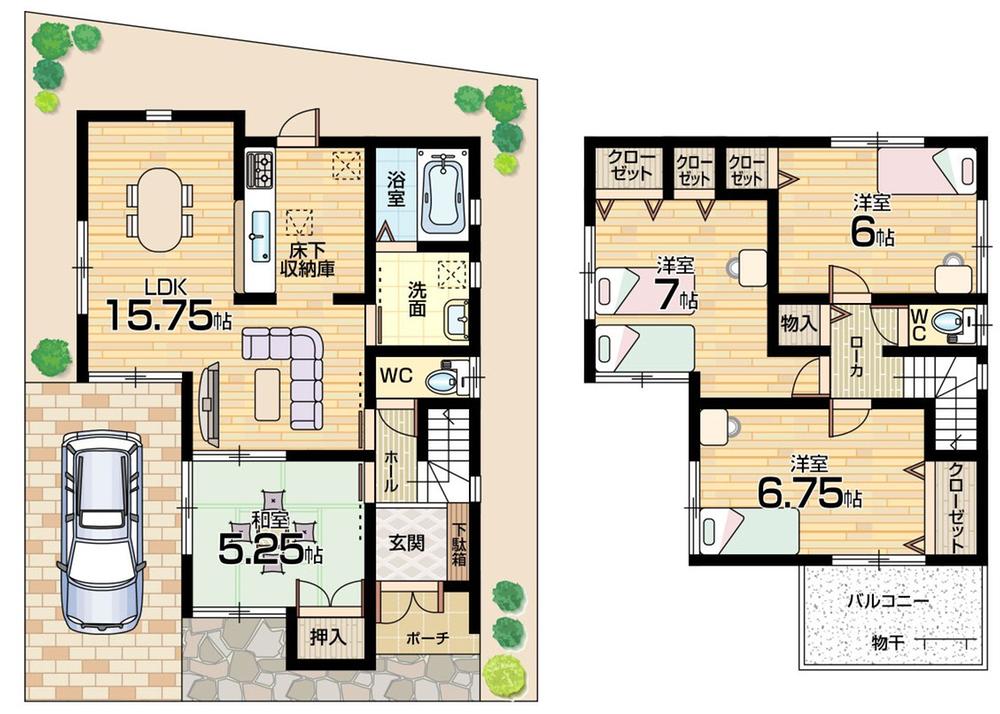 Floor plan. 29,800,000 yen, 4LDK, Land area 88.64 sq m , Building area 91.93 sq m floor plan 4LDK! All rooms 6 quires more!
