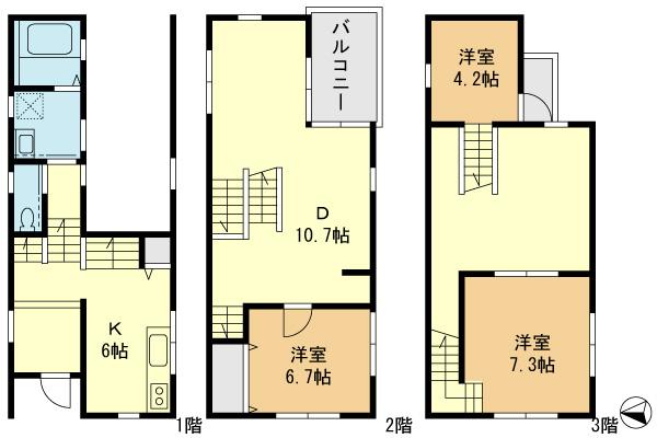 Floor plan. 33 million yen, 3LDK, Land area 72.84 sq m , Building area 117.63 sq m