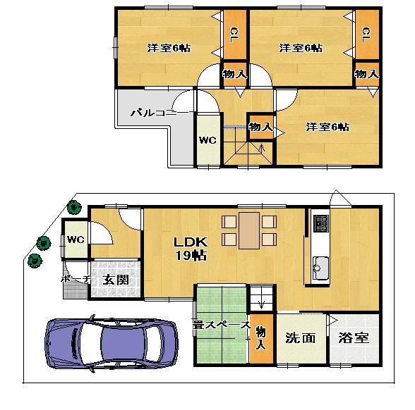 Floor plan. 30,800,000 yen, 4LDK, Land area 76.97 sq m , Building area 87.89 sq m