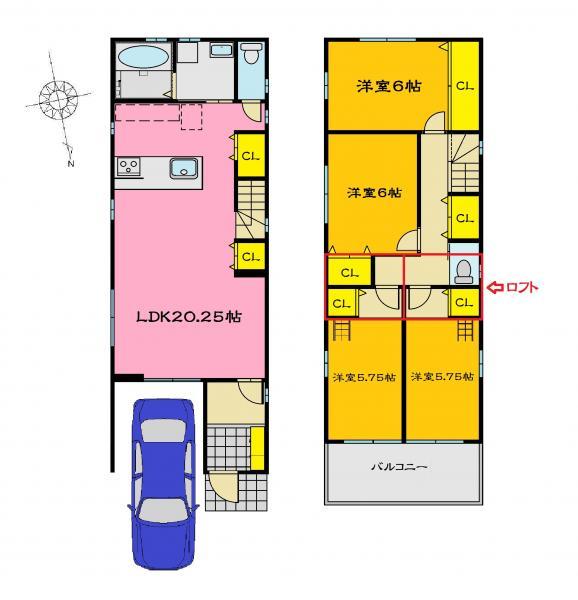 Floor plan. 32,800,000 yen, 4LDK, Land area 87.5 sq m , Building area 104.09 sq m floor plan No. 2 destination confirm drawings
