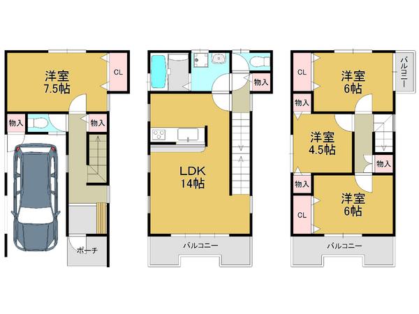 Floor plan. 25,800,000 yen, 4LDK, Land area 55.27 sq m , Building area 132.44 sq m barrier-free of human-friendly home
