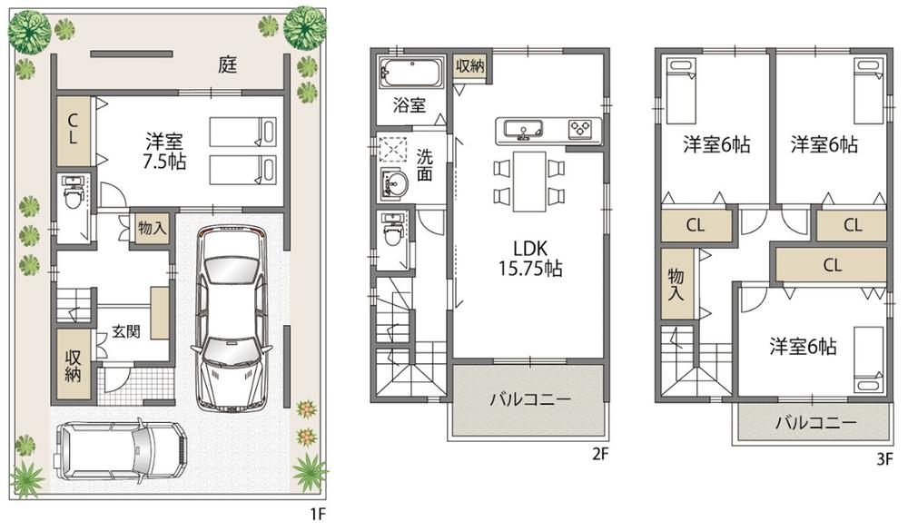 Floor plan. (C No. land), Price 33,500,000 yen, 4LDK, Land area 68.47 sq m , Building area 109.35 sq m