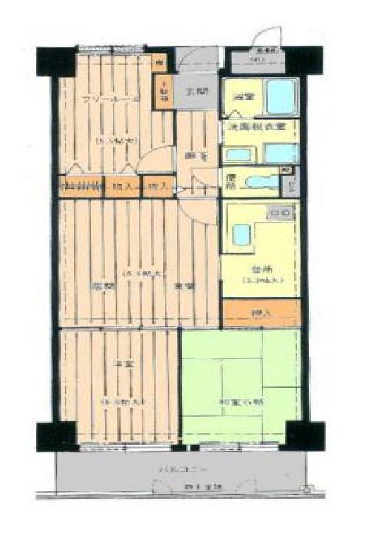 Floor plan. 2LDK, Price 14.3 million yen, Occupied area 64.02 sq m , Is a floor plan of the balcony area 8.1 sq m 3LDK