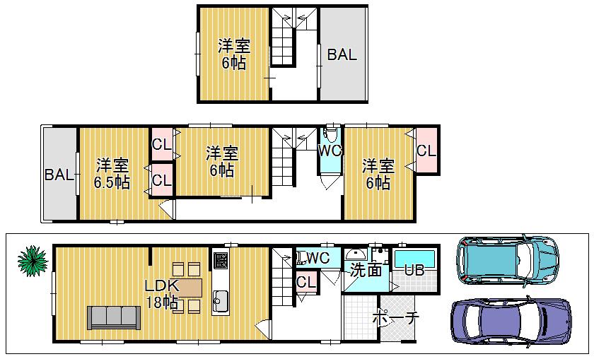 Building plan example (floor plan). Building plan example (A No. land) 4LDK, Land price 23,816,000 yen, Land area 100.59 sq m , Building price 9.8 million yen, Building area 80 sq m