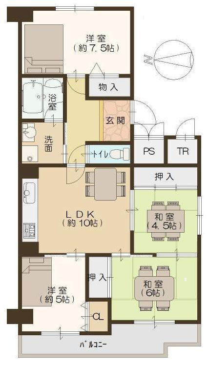 Floor plan. 4LDK, Price 19.3 million yen, Occupied area 72.56 sq m , Balcony area 7.74 sq m floor plan