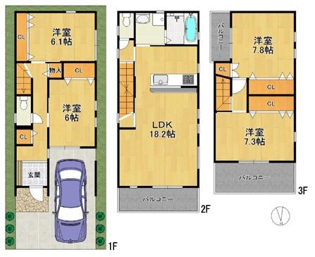 Floor plan. 41,800,000 yen, 4LDK, Land area 70.04 sq m , Building area 120.14 sq m