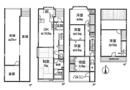 Floor plan. 26,800,000 yen, 6DK, Land area 69.54 sq m , It is a building area of 164.93 sq m 6DK + garage two of the floor plan