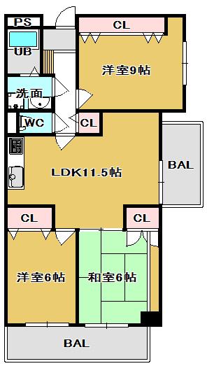 Floor plan. 3LDK, Price 17.4 million yen, Occupied area 72.51 sq m , Balcony area 10.74 sq m