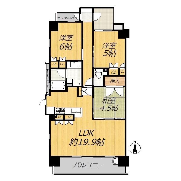 Floor plan. 3LDK, Price 28,300,000 yen, Occupied area 78.12 sq m , Balcony area 7.81 sq m