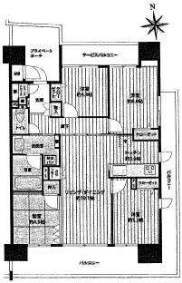 Floor plan. 4LDK, Price 18.9 million yen, Occupied area 75.26 sq m , Balcony area 28.88 sq m