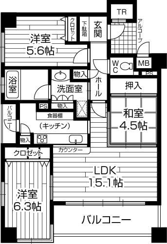 Floor plan. 3LDK, Price 25,800,000 yen, Occupied area 73.07 sq m , Balcony area 9.54 sq m livable floor plan