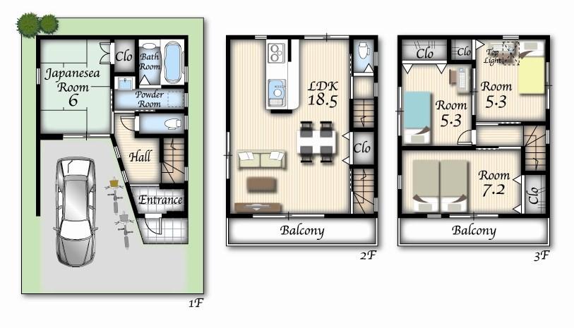 Floor plan. (No. 4 locations), Price 33,800,000 yen, 4LDK, Land area 60 sq m , Building area 107.73 sq m