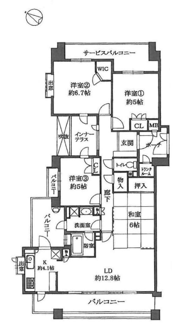 Floor plan. 4LDK, Price 33 million yen, Occupied area 91.17 sq m , Balcony area 21.08 sq m