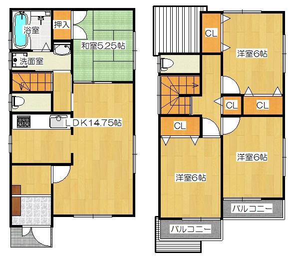 Floor plan. (No. 3 locations), Price 32,800,000 yen, 4LDK, Land area 112.32 sq m , Building area 92.34 sq m