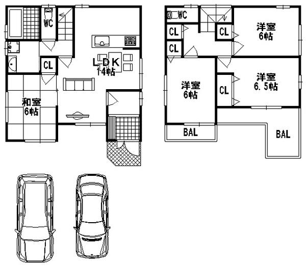 Building plan example (floor plan). Reference plan 80 sq m  ~