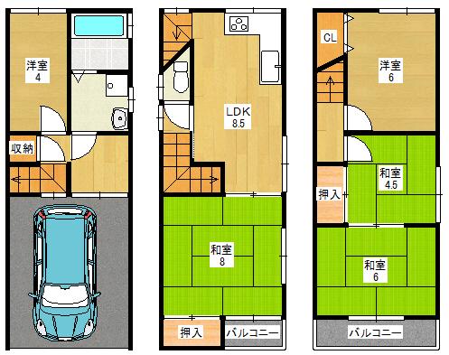 Floor plan. 17.8 million yen, 5LDK, Land area 47.32 sq m , Building area 96.26 sq m