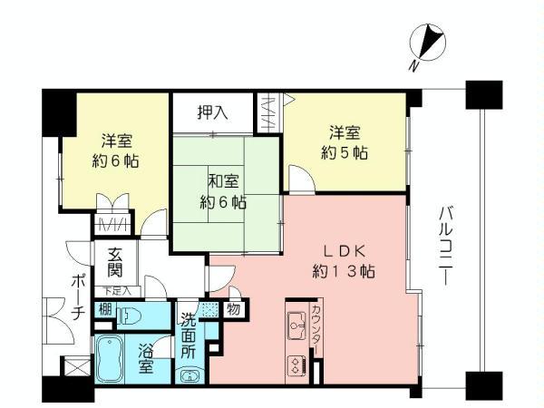 Floor plan. 3LDK, Price 20.8 million yen, Occupied area 63.61 sq m , Balcony area 14.24 sq m All rooms renovated It is immediately Available.