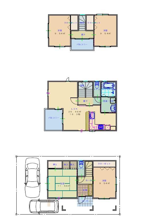 Floor plan. 34,300,000 yen, 4LDK, Land area 78.59 sq m , Building area 102.85 sq m