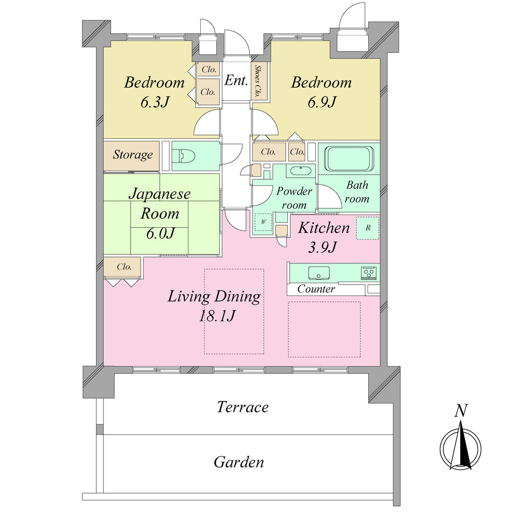 Floor plan. 3LDK, Price 27,800,000 yen, Footprint 87.2 sq m spacious living, 18 Pledge than
