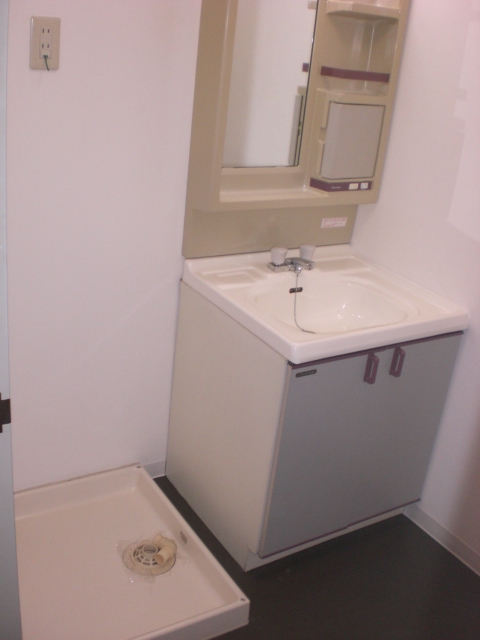 Washroom. Independent wash basin Washing machine in the room