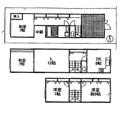 Floor plan. 21,800,000 yen, 4LDK, Land area 56.99 sq m , Building area 123.48 sq m with courtyard! Family type of 4LDK!