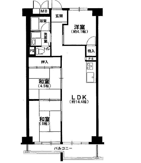 Floor plan. 3LDK, Price 10.6 million yen, Occupied area 60.77 sq m , 3LDK of balcony area 5.8 sq m renovated