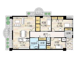 Floor plan. 3LDK, Price 23.8 million yen, Occupied area 95.32 sq m , Balcony area 16.54 sq m
