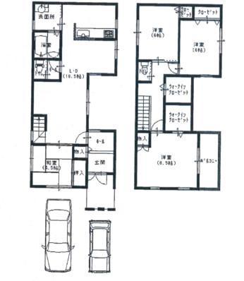 Floor plan. 44,800,000 yen, 4LDK, Land area 117.9 sq m , Building area 109.69 sq m 4LDK + is a floor plan of the garage