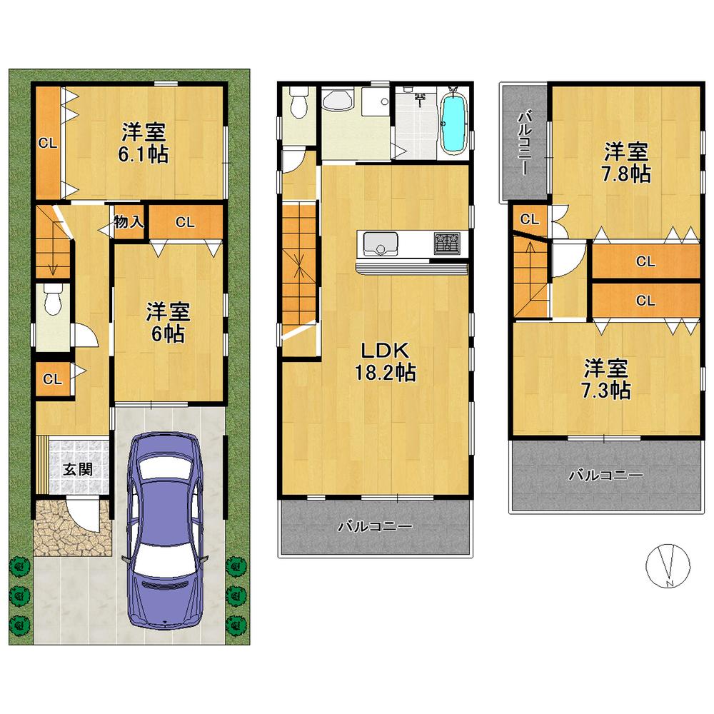 Floor plan. 41,800,000 yen, 4LDK, Land area 70.04 sq m , Building area 120.14 sq m