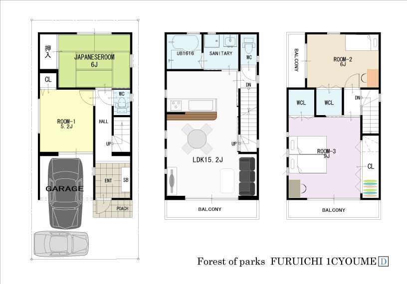 Floor plan. (D No. land), Price 36,800,000 yen, 4LDK, Land area 60.89 sq m , Building area 109.35 sq m