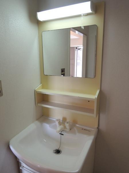 Wash basin, toilet. Shampoo is Dresser.
