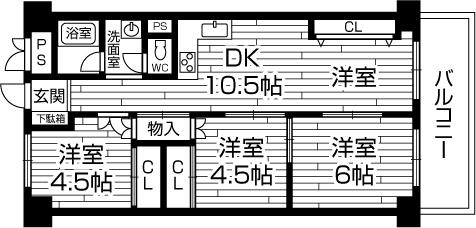 Floor plan. 3LDK, Price 12.9 million yen, Occupied area 60.78 sq m , Balcony area 6.13 sq m