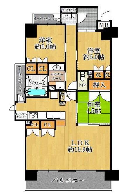 Floor plan. 3LDK, Price 28,300,000 yen, Occupied area 78.12 sq m , Is a floor plan of the balcony area 11.89 sq m 3LDK