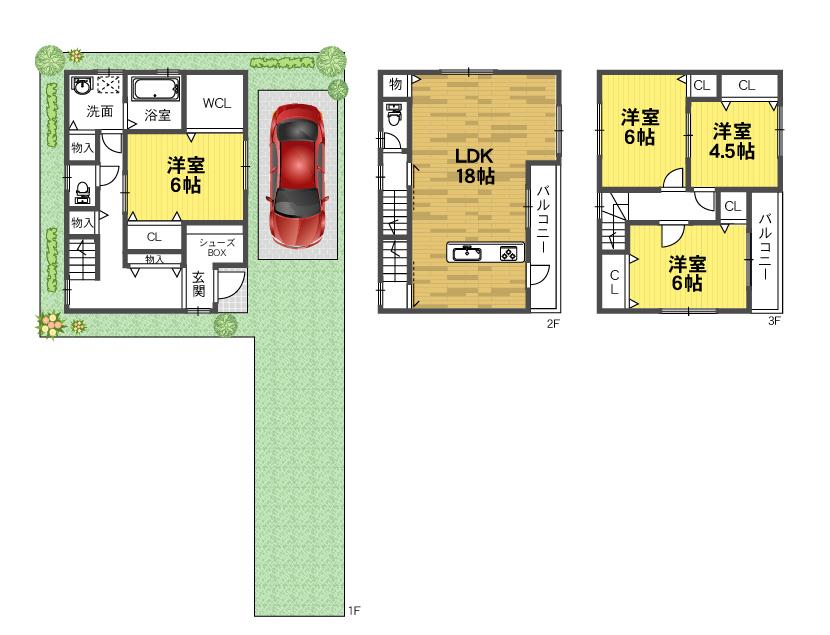 Floor plan. (B No. land), Price 33,800,000 yen, 4LDK, Land area 94.6 sq m , Building area 112.6 sq m