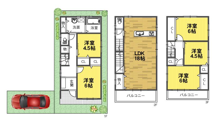 Floor plan. (C No. land), Price 36,800,000 yen, 4LDK, Land area 102.6 sq m , Building area 114.24 sq m