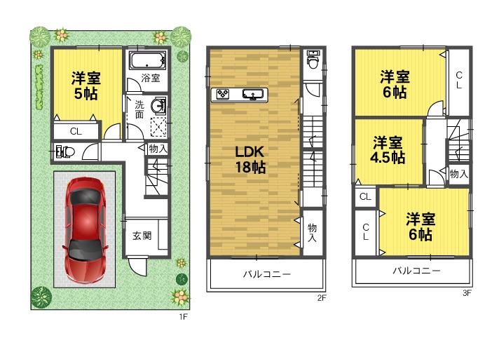 Floor plan. (D No. land), Price 35,800,000 yen, 4LDK, Land area 60 sq m , Building area 111.78 sq m
