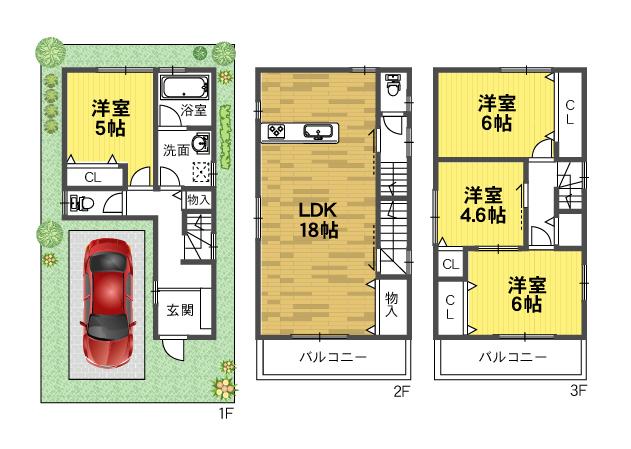 Floor plan. (F No. land), Price 33,800,000 yen, 4LDK, Land area 60 sq m , Building area 111.78 sq m