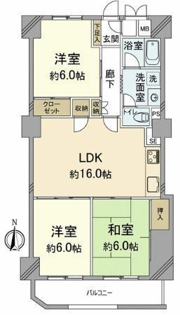 Floor plan. 3LDK, Price 13.8 million yen, Footprint 69 sq m , Balcony area 7.2 sq m living about 16 Pledge ☆ Spacious space ☆