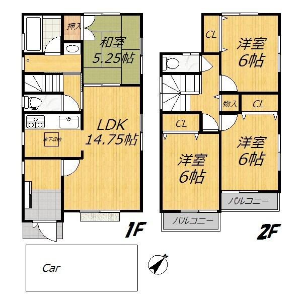 Floor plan. 30,800,000 yen, 4LDK, Land area 112.32 sq m , Building area 92.34 sq m