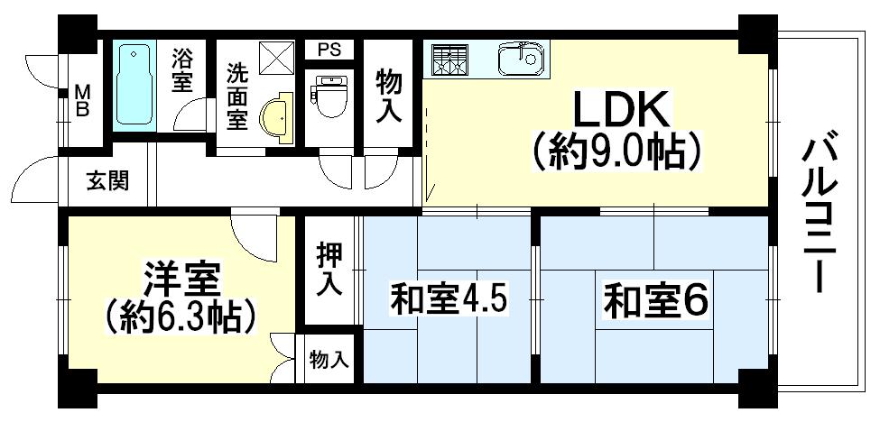 Floor plan. 3LDK, Price 12.9 million yen, Footprint 59.4 sq m , Balcony area 6.48 sq m   ■ Room renovated
