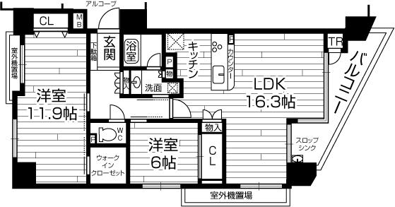Floor plan. 2LDK, Price 31,800,000 yen, Occupied area 85.23 sq m , Balcony area 10.79 sq m
