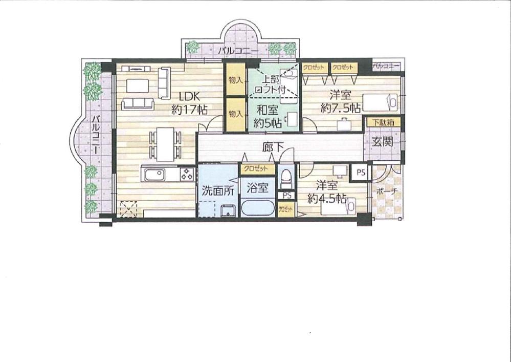 Floor plan. 3LDK, Price 22,900,000 yen, Occupied area 95.32 sq m , Balcony area 16.54 sq m 3LDK + loft
