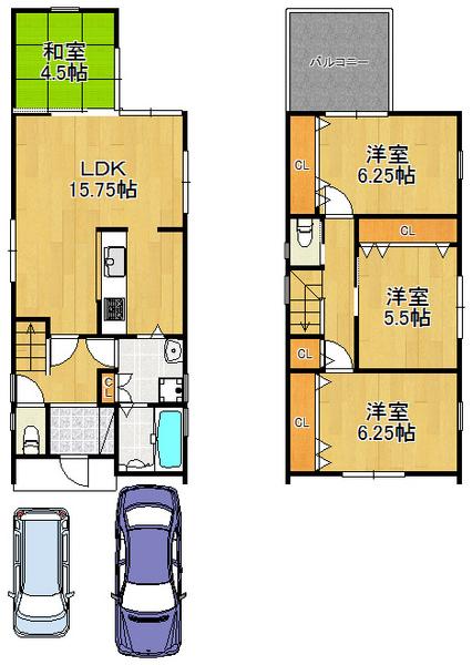 Floor plan. 35,800,000 yen, 4LDK, Land area 84.26 sq m , You can also cool of the evening in the building area 102.06 sq m spacious balcony