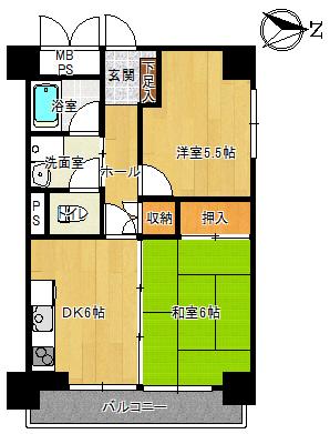 Floor plan. 2DK, Price 8.4 million yen, Occupied area 47.77 sq m , Balcony area 6.14 sq m 8 yen from about 70,000 in this size rent is market. It does not take up about 40,000 yen if the Management Fee mortgage.