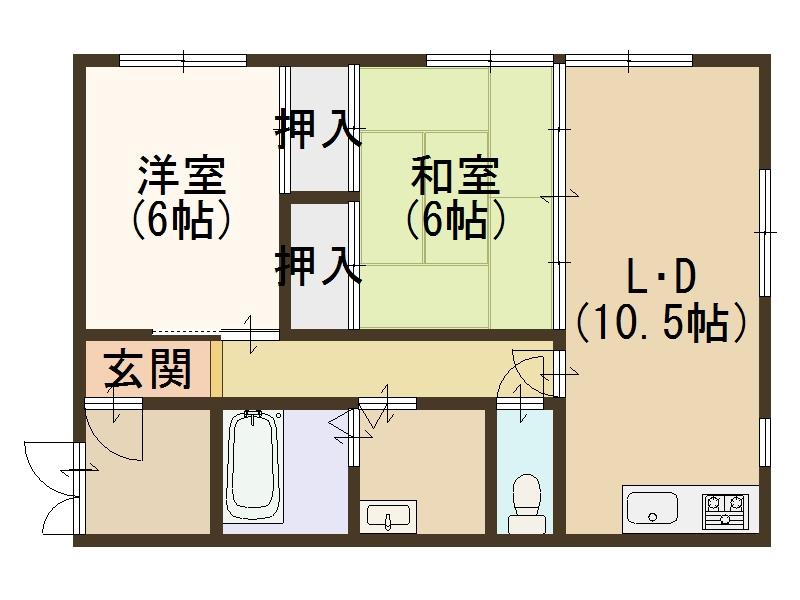 Floor plan. 2LDK, Price 12.8 million yen, Footprint 54 sq m , Balcony area 14 sq m