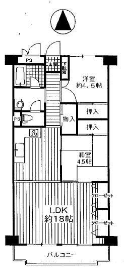 Floor plan. 2LDK, Price 12.8 million yen, Occupied area 60.78 sq m , Balcony area 6.13 sq m spacious living 2LDK!
